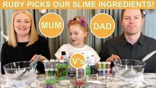 RUBY PICKS OUR SLIME INGREDIENTS CHALLENGE | FUNNY BLOOPERS! | MUM V’s DAD & RUBY ROSE UK