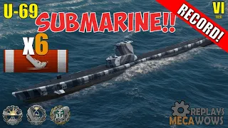 SUBMARINE U-69 6 Kills & 74k Damage | World of Warships Gameplay