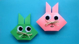 Osterhasen falten - Origami Hasen basteln mit Kindern - Geschenke für Ostern basteln mit Papier