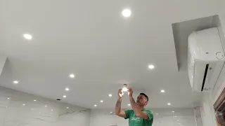 How to make a gypsum ceiling with paint and lighting