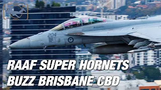 Riverfire 2022 - Super Hornet buzzing City of Brisbane - RAW footage