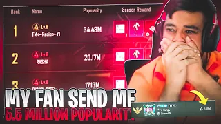 MY FAN SEND ME 5.5 MILLION POPULARITY IN ONE DAY 😱 PUBG MOBILE