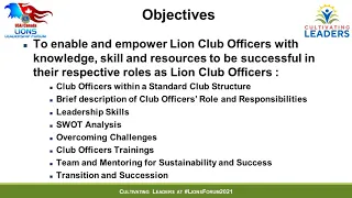 Lions University Course 132:  Preparing to Be a Club Officer