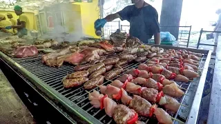 Huge Grill of Brazilian Meat. Italy Street Food Festival