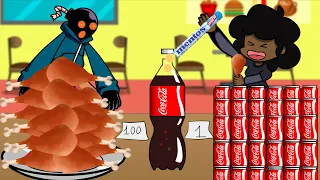 1 VS 100 LAYERS FOOD CHALLENGE Friday Night Funkin Coca + Mentos  ANIMATION MUKBANG