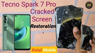 Tecno Spark 7 Pro Cracked Screen Restoration || Tecno spark 7pro display Replacement (KF8)