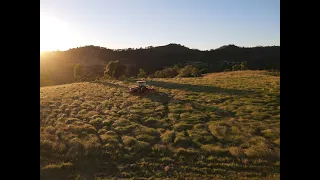 Slashing super thick, long grass with awesome views