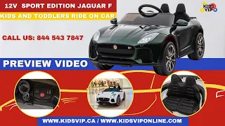 KIDSVIP Jaguar F 12v Upgraded Ride On Car for Kids and Toddlers w/ Remote, Leather Seat, Fun Ride