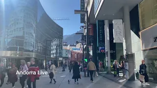 🇦🇩 WALKING TOUR through the HEART OF ANDORRA LA VELLA, AVENUE MERITXELL, and the shopping area 4K