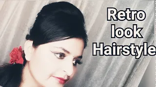 Easy Puff hairstyle/Retro hairstyle/70s look/Hairstyle for saree