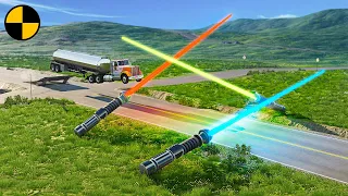 Cars vs Multiple Lightsabers 😱 BeamNG.Drive