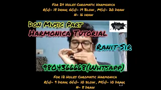 Don Music Part|Harmonica Tutorial|9804366668(Whtsap)|Ranit Sir|Kalakar Academy|Ranit Ghosh Harmonica