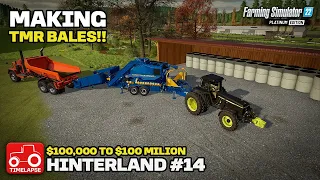 MAKING TMR BALES & WINTER FORESTRY!! [Hinterland $100,000 To $100 Million] FS22 Timelapse # 14