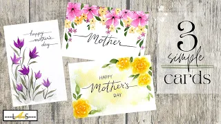 3 Easy Mother's Day Cards! Watercolor Card Painting! Happy Mother's Day!