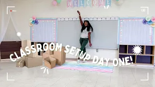 CLASSROOM SET UP DAY 1! Let's Get Organized & Do A Little Decorating!! | PreK Teacher Vlog 🍎