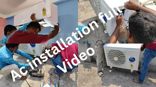 Air Conditioner Installation Full Video | how to install air conditioner in wall Lloyd GLS24I3FWSEM