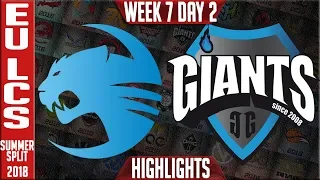 ROC vs GIA Highlights | EU LCS Summer 2018 Week 7 Day 2 | Roccat vs Giants