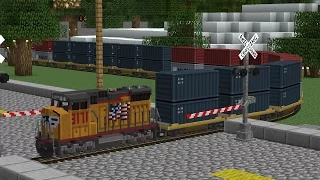 Railfanning in Minecraft 2: UP Engine Leads CSX Intermodal Carrying Marines Helicopter