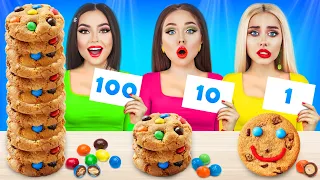 100 LAYERS of FOOD Extreme Challenge! 1 vs 100 Coats of Big Gummy Pizza and Candy by RATATA POWER