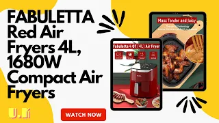 FABULETTA Red Air Fryers 4L, 1680W Compact Air Fryers w/ 9 Presets，Max 230℃ Setting Air Fryer Oven