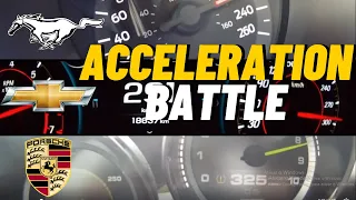 BATTLE OF ACCELERATION - MUSTANG, CAMARO, PORSCHE