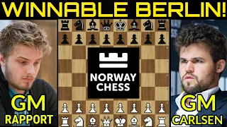 BERLIN BUT WINNABLE! GM CARLSEN VS GM RAPPORT || NORWAY CHESS 2021 || ROUND 8