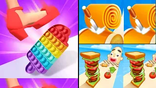 ✅Satisfying  Games | Tippy Toe, Sandwich Runner, Spiral Roll - Max Level Gameplay 65KRP4TCK