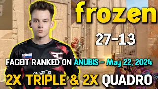 frozen 27-13 on Anubis | 2x Triple & 2x Quadro Kills | FACEIT CS2 RANKED | May 22, 2024