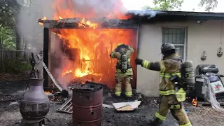 Jacksonville Fire Rescue Department responds to flames showing at house fire