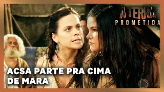 A TERRA PROMETIDA: Acsa parte pra cima de Mara para defender familia de Raabe