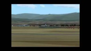 FS2004 B747-8 Crosswind Landing at Portland [ HD ]