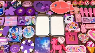 PURPLE vs PINK | ELSA ANNA and UNICORN ! Special Series #44 Mixing Random Things into GLOSSY Slime