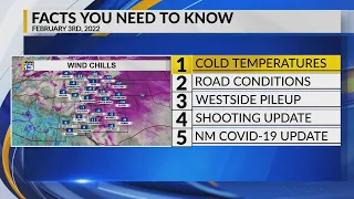 KRQE Newsfeed: Cold temperatures, Road conditions, Westside pileup, Shooting update, NM COVID cases