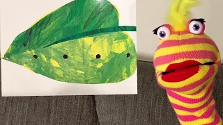"STEMmy" the puppet reads 'The Very Hungry Caterpillar"