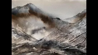 How To Paint Loose Watercolour Mountains Using Cling Wrap, Loose Watercolor Tutorial