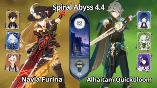 C0 Navia Furina & C0 Alhaitam Quickbloom - Spiral Abyss 4.4 Floor 12 Genshin Impact