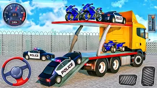 US Police Car and Bike Transporter Truck - Helicopter Multi Level Car - Android GamePlay #2