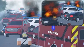 Broken down car causes MASSIVE Highway Collision! | ERLC Liberty County (Roblox)