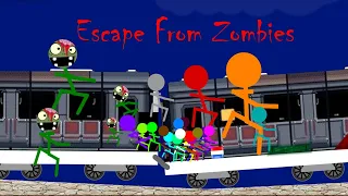 marble race  :  Zombie Escape  - The Train   - Survival Marble Race In Algodoo