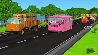 The Wheels on the Bus go round and round ( Vehicles ) -3D Animation Nursery Rhymes for Children