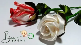 💥 DIY Satin Ribbon Roses🌹 How to Make Flower With Satin Ribbon Easily🌹Rosebud Satin Ribbon Tutorial