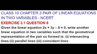 CLASS 10 CHAPTER 3 PAIR OF LINEAR EQUATIONS IN TWO VARIABLES EXERCISE 3.1 QUESTION 6 (In Tamil)