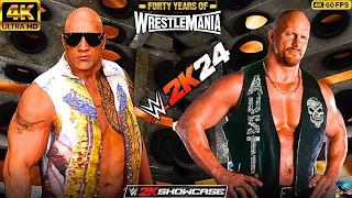 WWE 2K24 - Stone Cold Steve Austin VS The Rock | 40 Years Of WrestleMania Showcase - [ 4K 60FPS PC ]