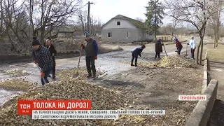 На Тернопільщині до ремонту дороги стали жінки, священик, сільський голова і дід з кобилою