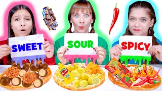 ASMR SOUR VS SPICY VS SWEET PIZZA CHALLENGE | MUKBANG BY LILIBU