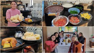 ACORDEI AS 5:00 DA MANHÃ FIZ UM CAFÉ DA MANHÃ E ALMOÇO DELICIOSO NO FOGÃO A LENHA/RECEBENDO VISITAS