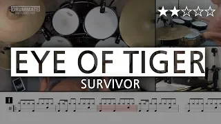 023 | Eye Of Tiger - Survivor (★★☆☆☆) Pop Drum Cover Score Sheet Lessons Tutorial | DRUMMATE