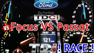 Vw Passat B7 1.6 Tdi 105 hp vs Ford Focus 1.6 TDCI 115 HP 0-160 Race