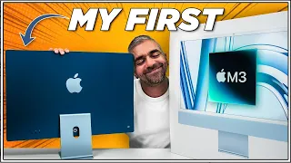 Unboxing the NEW M3 iMac in Blue! | My First iMac Experience 💙
