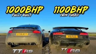 AUDI STREET SAVAGES..TWIN TURBO 1100HP R8 v BUILT 1000HP TTRS